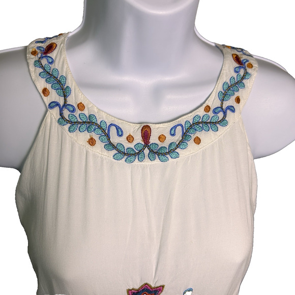 Lula Soul Embroidered Halter Mini Dress Womens Medium Boho Elegant Feminine - Picture 2 of 11